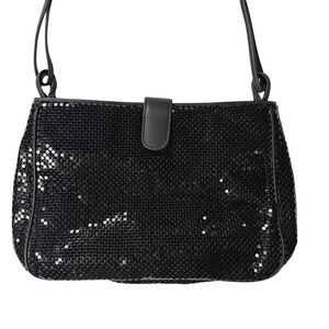 Whiting & Davis Black Sequin Mesh Evening Shoulder Bag‎